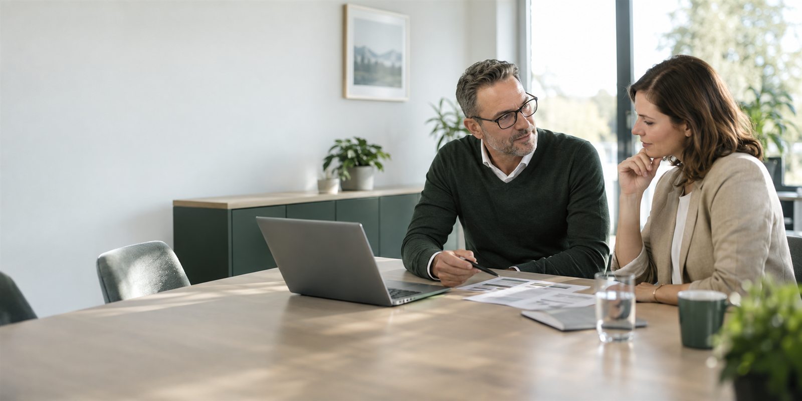 IT-Ansprechpartner und Kundin im persönlichen Beratungsgespräch